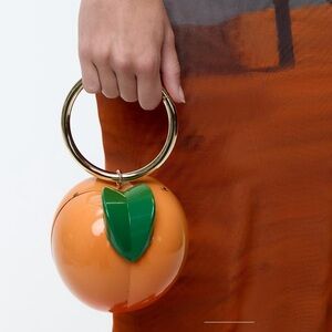 Zara peach shape box bag, clutch with chain strap